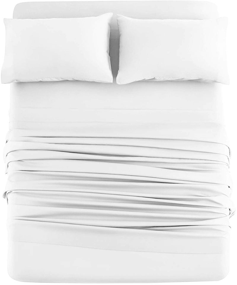 DAN RIVER Full Jersey Sheet Set 100 Cotton TShirt Soft Bed Sheets Deep Pocket Breathable AllSeason Bedding 4Piece Set White