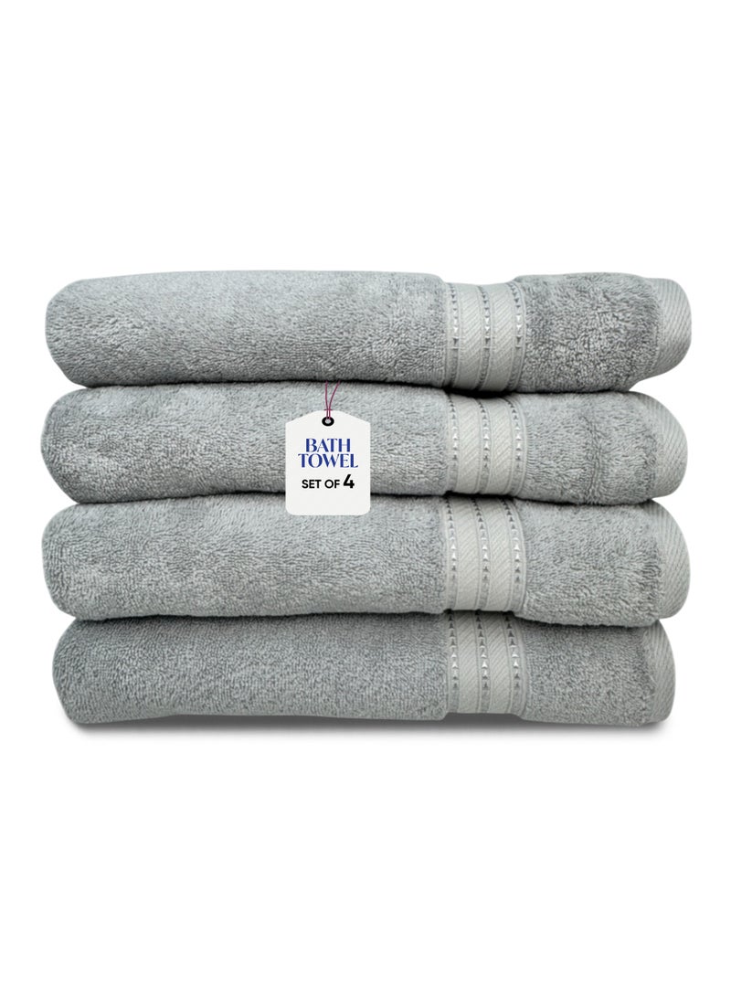 كاسينو assino Premium Bath Towels Set - (4 Pack, 70x140 cm), 580 GSM Bath Towel,100% Combed Cotton, Soft & Quick-Dry Towels for Bathroom, Highly Absorbent, Double Stitched Hotel Quality Towels | Ash Grey - Image 1