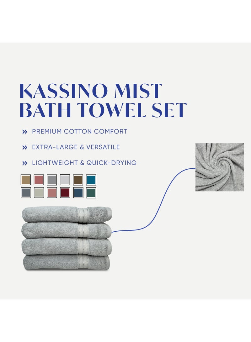 كاسينو assino Premium Bath Towels Set - (4 Pack, 70x140 cm), 580 GSM Bath Towel,100% Combed Cotton, Soft & Quick-Dry Towels for Bathroom, Highly Absorbent, Double Stitched Hotel Quality Towels | Ash Grey - Image 3