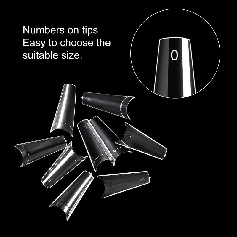 krofaue 600PCS Half Cover Coffin Nail Tips - Acrylic Nail Tips, krofaue 12 Size Clear Nail Tips, Half Cover Acrylic False Nail Tips With Box for Nail Tips Art Salons and Home DIY (Clear) - Image 5