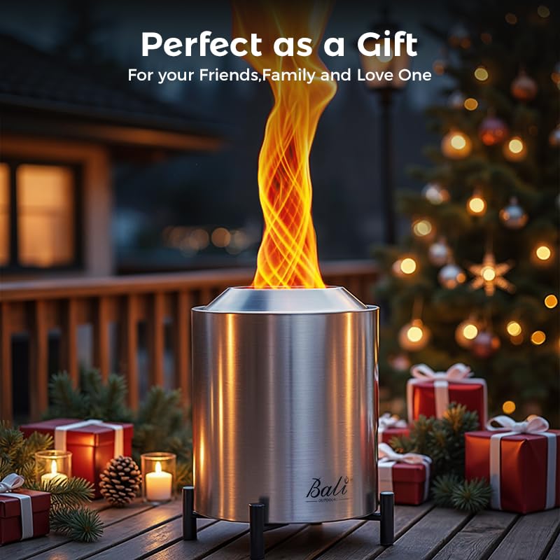 BALI OUTDOORS 6.5 inch Tabletop Fire Pit Round, Stainless Steel Table Top Firepit Small, Outdoor Smokeless Firepit Portable, Silvery - Image 5
