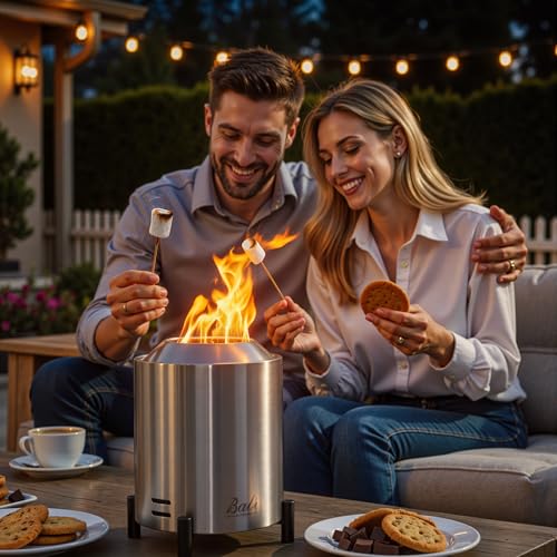 BALI OUTDOORS 6.5 inch Tabletop Fire Pit Round, Stainless Steel Table Top Firepit Small, Outdoor Smokeless Firepit Portable, Silvery - Image 3