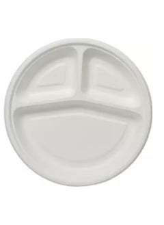 Shop & Shoppee SHOP & SHOPPEE Eco-Friendly, Safe & Hygienic Round Shape Plate with 3 Sections Dinner Plate (Pack of 25, Microwave Safe)  - Image 1
