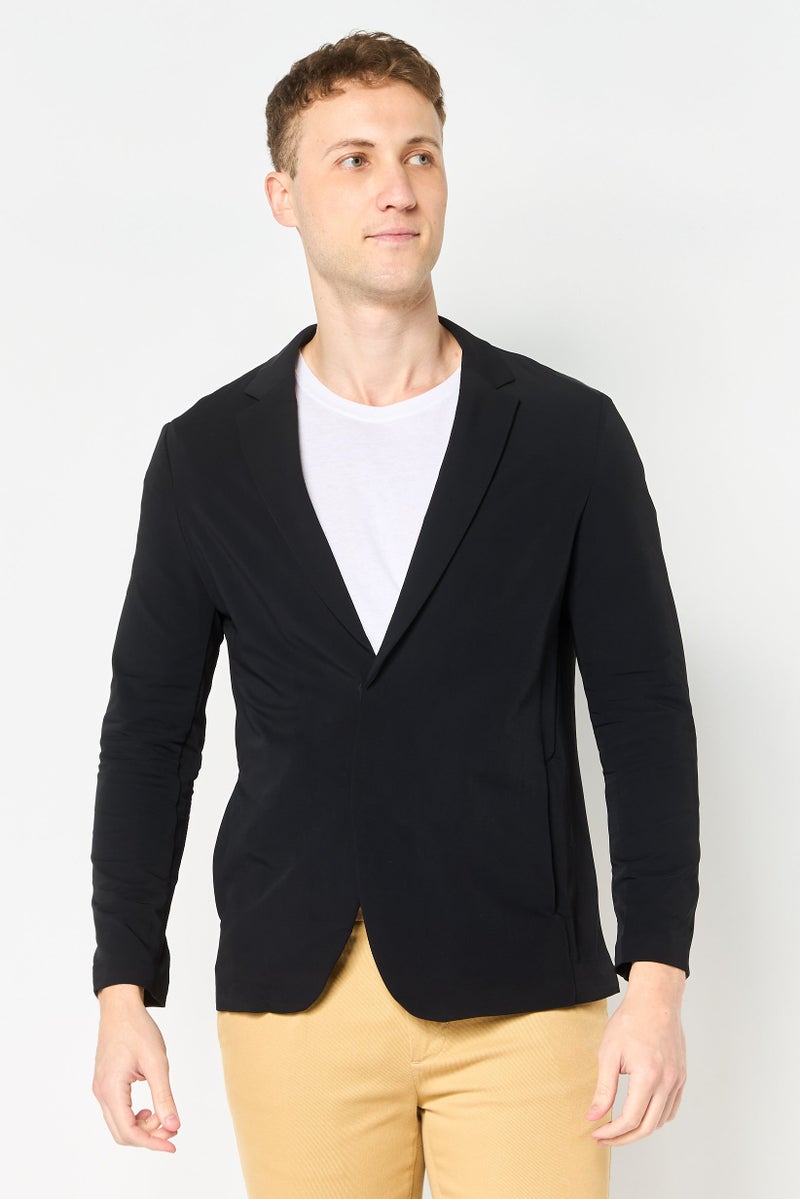 SELECTED Men Regular Fit Solid Casual Blazer, Black - Image 1