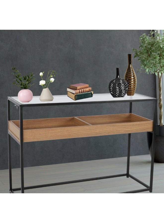 PixelsFurniture Pixels Furniture Console Table, Entryway with Wood Top and Metal Ends, Versatile - Image 1