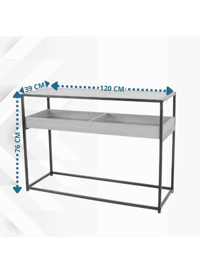 PixelsFurniture Pixels Furniture Console Table, Entryway with Wood Top and Metal Ends, Versatile - Image 5