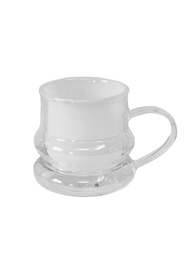 Raz مجموعة من 12 أكواب زجاجية مع صحون بمقبض لشاي وقهوة كاوا باللون الأبيض - Image 3