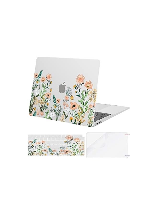 Mosiso Compatible with MacBook Air 13 inch Case 2022 2021 2020 2019 2018 Release A2337 M1 A2179 A1932 Retina Display Touch ID,Plastic Wild Flowers Hard Case&Keyboard Cover&Screen Protector,Transparent  - Image 1