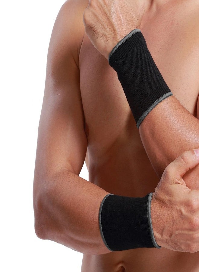 NeoTech Care Wrist Band Support Sleeve - Elastic & Breathable Knitted Fabric Compression Brace - for Tennis, Gym, Sport, Tendonitis (Black Color, Size L, 1 Pair) - Image 1