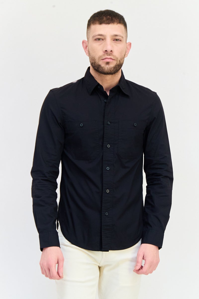 Celio Men Regular Fit Solid Long Sleeves Casual Shirt, Black - Image 1