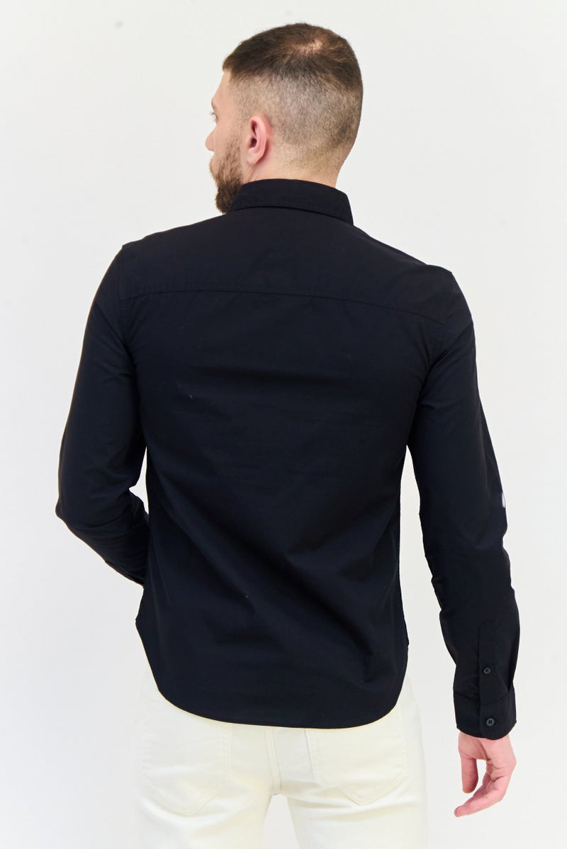 Celio Men Regular Fit Solid Long Sleeves Casual Shirt, Black - Image 3