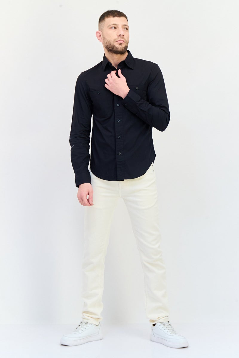 Celio Men Regular Fit Solid Long Sleeves Casual Shirt, Black - Image 4