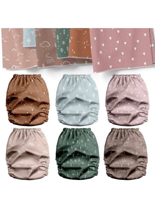 ماما كوالا حفاضات ماما كوالا القماشية الجيبية للأطفال الرضع مقاس 3.0 مع بطانة AWJ، عبوة من 6 قطع مع 6 حشوات حفاضات قماشية طبيعية من 4 طبقات - حفاضات جيب قابلة لإعادة الاستخدام والغسل (ألوان محايدة بسيطة) - Image 2