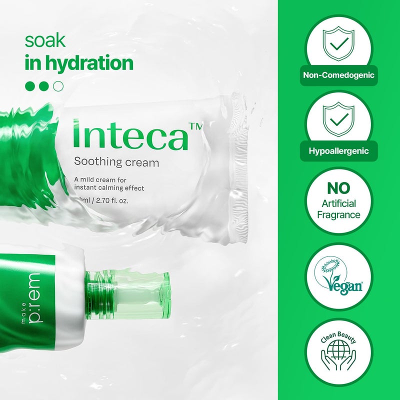 MAKEP:REM MAKE P:REM INTECAâ„¢ Soothing Cream | 2.9x Faster Trouble Relief with Advanced Non-Comedogenic Centella Asiatica for Acne-Prone Sensitive Skin, All Skin Types, Korean Vegan Moisturizer, 2.70 fl. oz. - Image 3