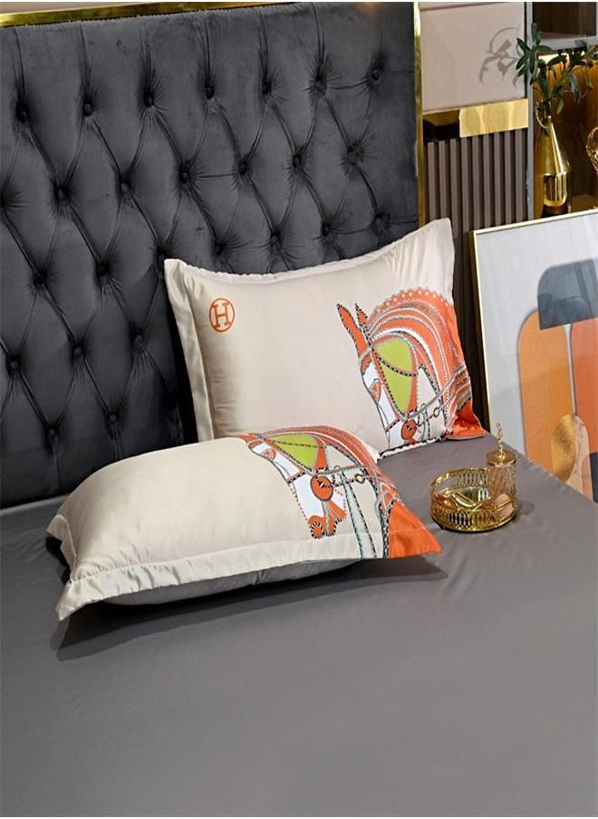 Generic - Smoofy Orange Collection Bed Sheets, 4 Pcs luxury Fringe Tufted Soft Microfiber Bedding Sets, Orange Comforter Sets for All Season with 2 pillowcases. - Image 1