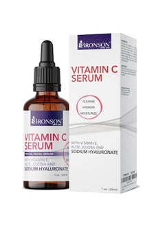 Bronson Vitamin C Serum for Face Anti Aging Facial Serum with Premium Hyaluronic Acid Vitamin E Aloe  Jojoba Hydrating  Brightening Serum for Dark Spots Fine Lines and Wrinkles 1 oz
