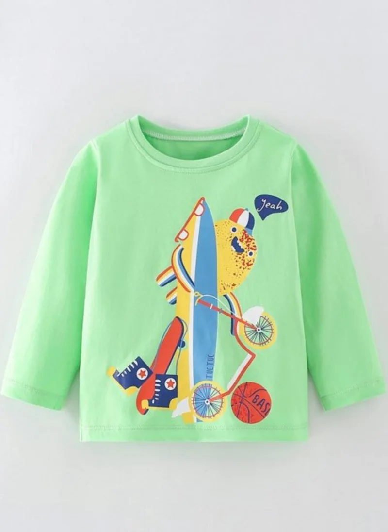 YUNIQEE Green Graphic Printed Round Neck T-shirt