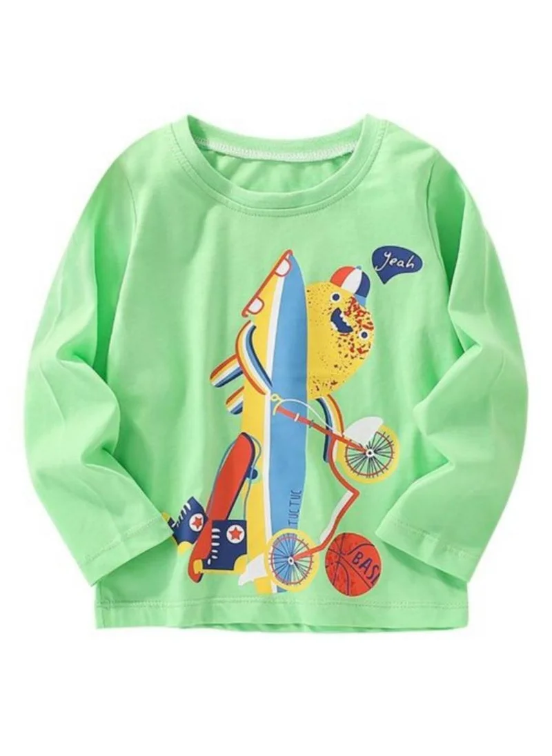 يونيكي Green Graphic Printed Round Neck T-shirt