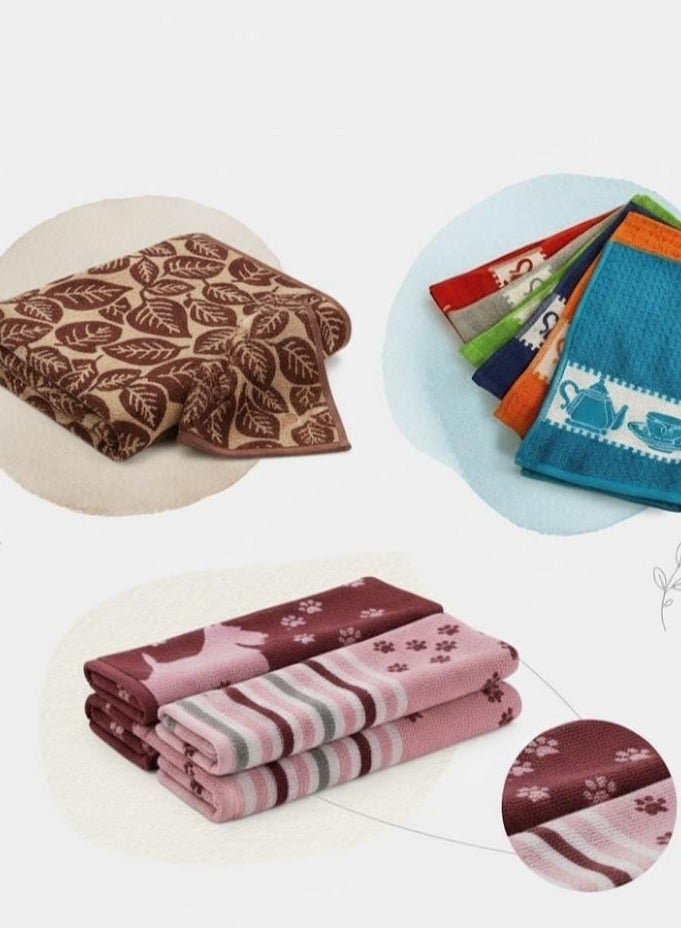 toãlla kitchen towel set & Bath towel , High Absorbency, 50*50 Cm, Cotton 100%, Durable & Easy To Clean. & Bath Towel  Camel Color Cotton 70*140Bundle - Image 1