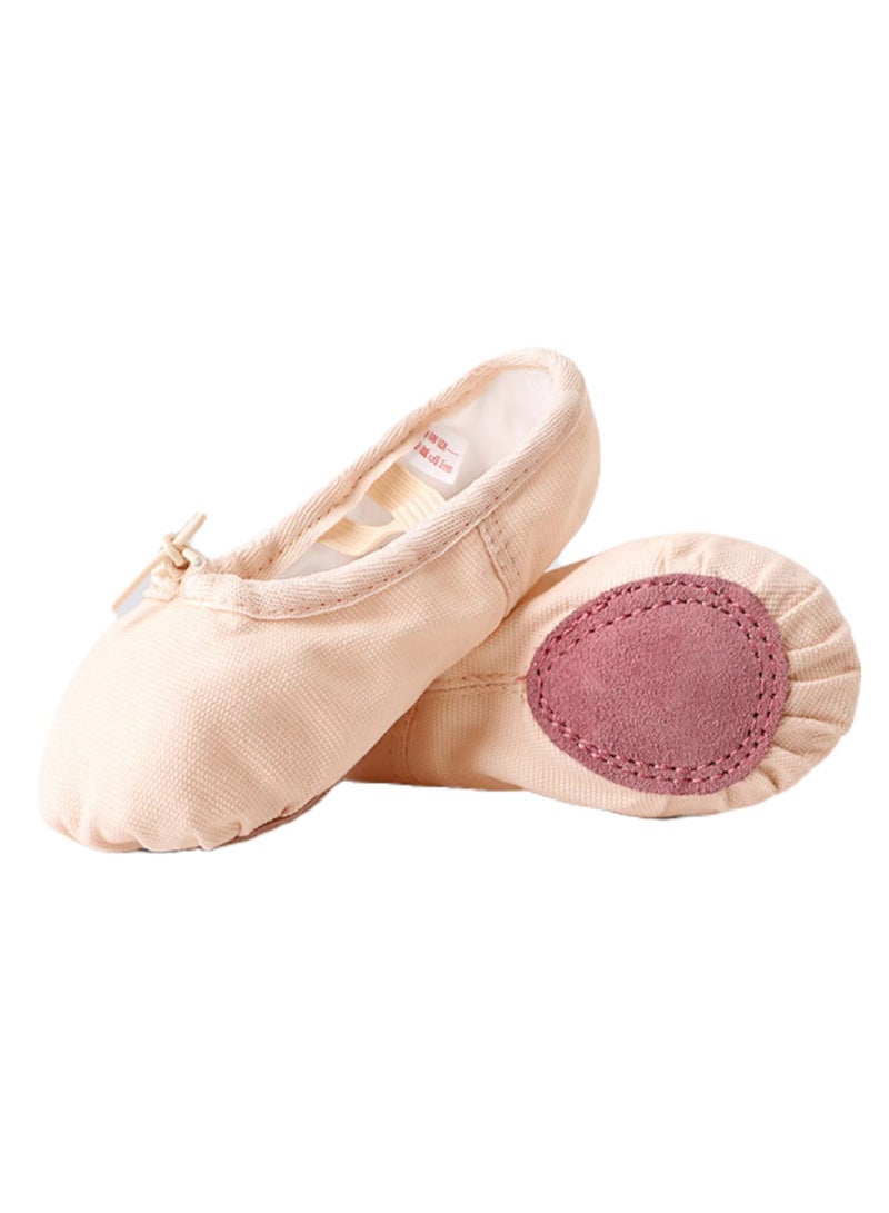 Generic Children's Lace Up Dance Shoes Soft Soled Ballet Shoes Canvas Toe Caps
