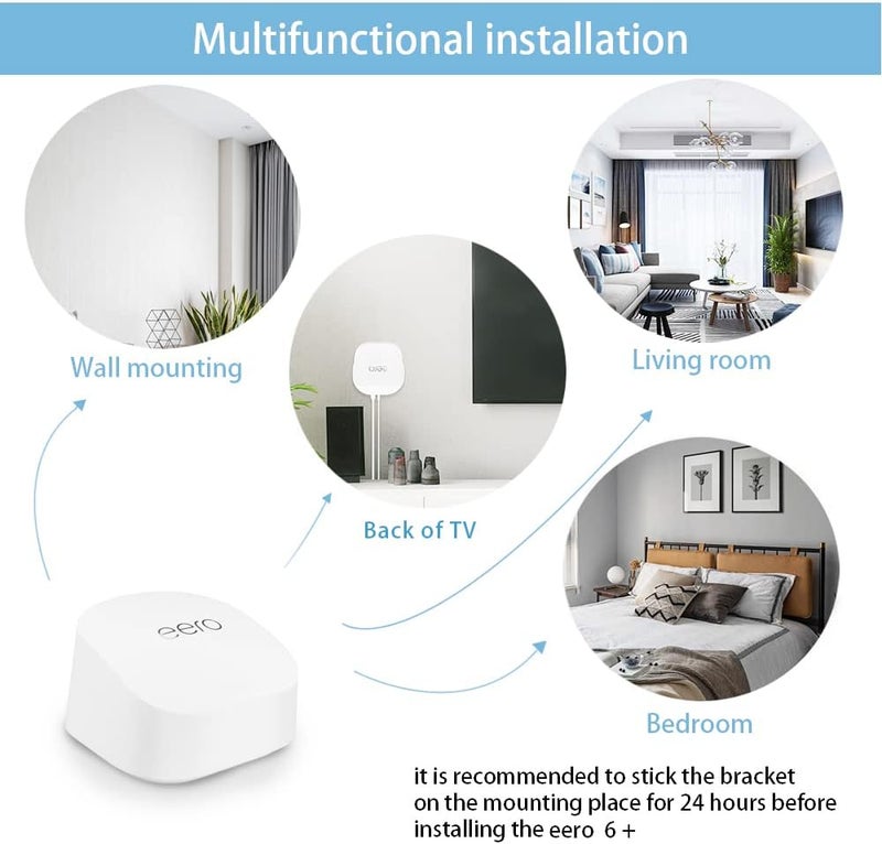 OkeMeeo Wall Mount for eero 6+, Screwless VHB Holder for Mounting eero 6+ Dual-Band mesh Wi-Fi 6 Without Drilling (Strongly Adhesive, 2 Pack) - Image 2