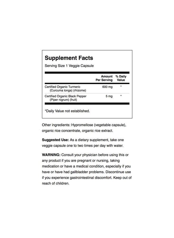 SWANSON Turmeric & Black Pepper - Organic Joint Health, Heart Health, Digestion, & Liver Support Supplement - Natural Formula for Enhanced Bioavailability & Absorption - (60 Veggie Capsules) 2 Pack - Image 3