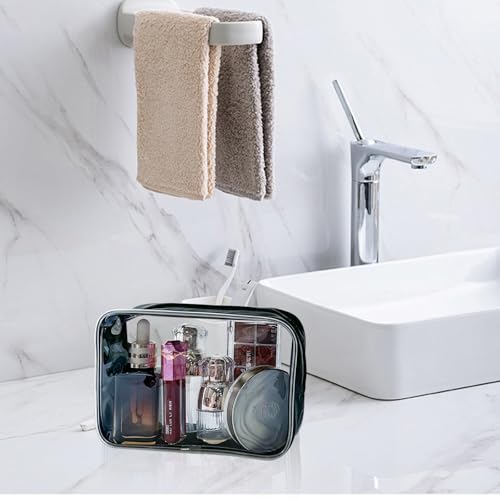 TotePrint Stadium Approved Red Frame Clear Toiletry Bag 7.09x4.72x2.36inch TSA Approved Clear Organizer Bags Portable Travel Makeup Bags with Zipper for Women (Red) - Image 5