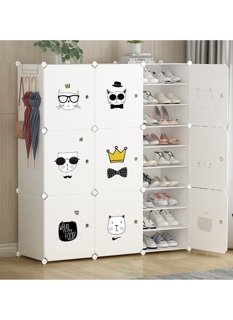 3 Pillar 9 Tier Cute Cat Pattern Shoe Rack, Shoe Organiser, Freestanding Shoe Rack, Boot Organiser, Shoe Rack for Slippers, High Heels, Sneakers Multiple Shoes