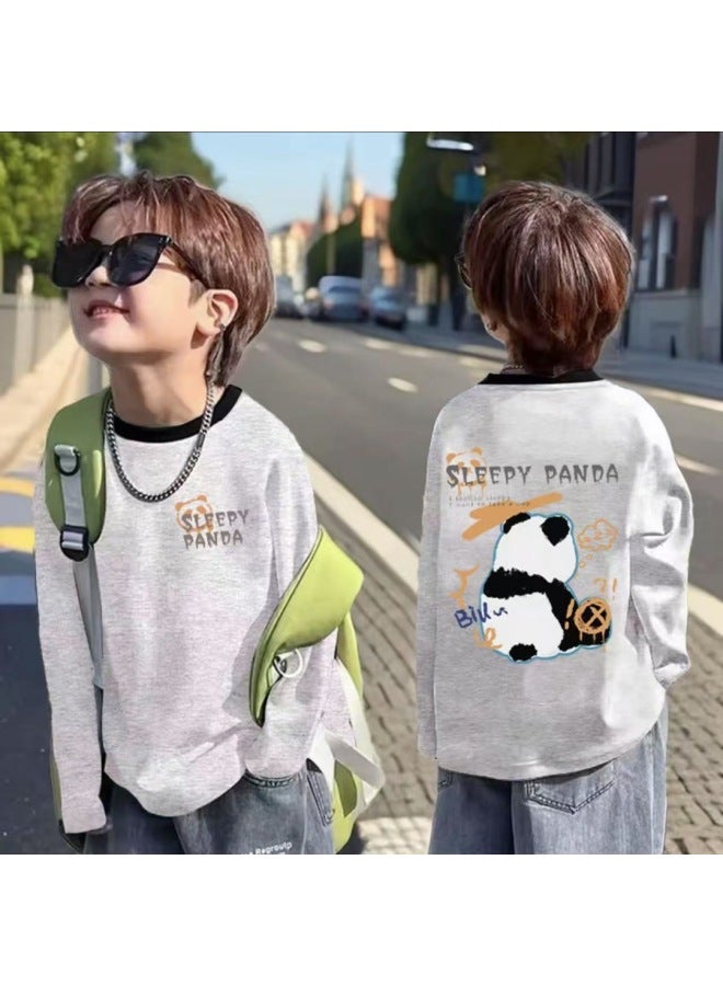 Pure Cotton Boys' Long Sleeve T-shirt, New Style For Spring And Autumn, Round Neck Children's Casual Base Layer, Baby Top, Korean Style Kids' Clothing