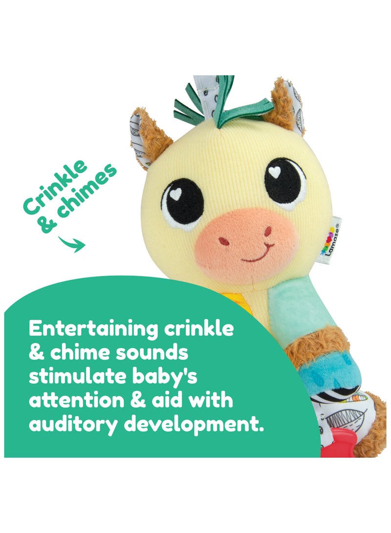 Lamaze Carson Clydesdale: Clip-and-Go Baby Pram Toy, Multicolored Sensory Horse with Crinkly Features and Chewy Teether, Ideal for Early Learning and Development, Suitable for Ages 0-6 Months and Up - Image 5