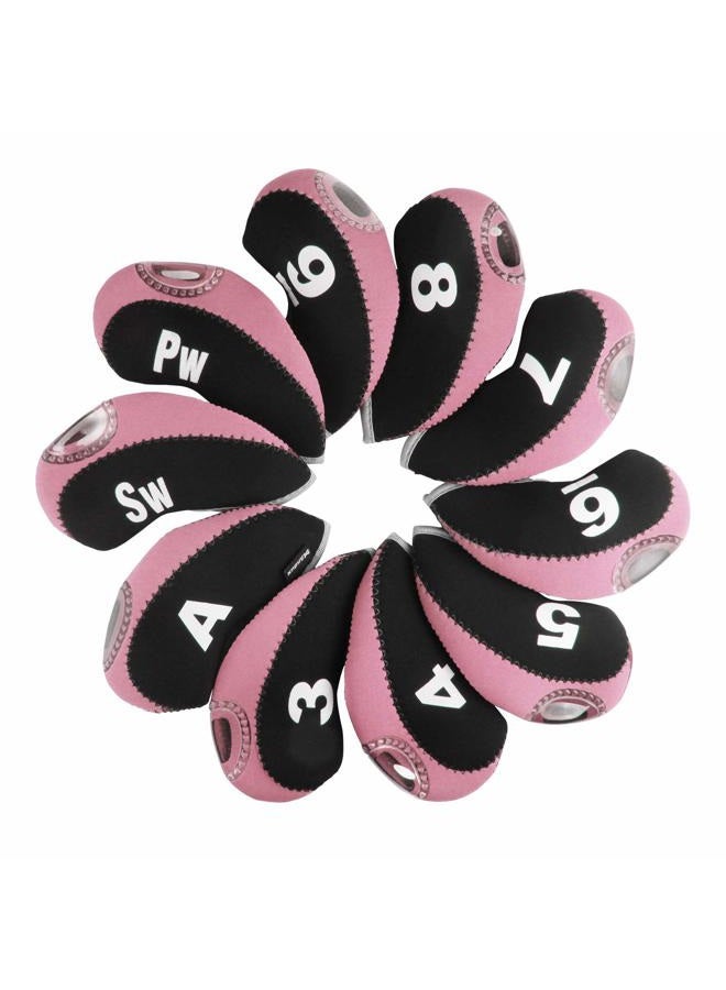 Andux Number Tag Golf Iron Covers 10pcs/set Mt/s05 Black/pink - Image 1
