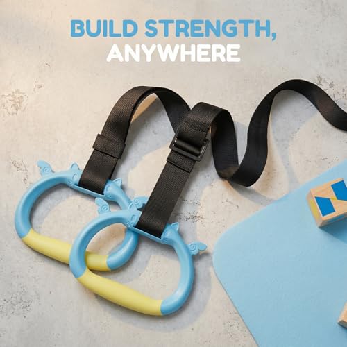 GDLPZM Gymnastics Rings, Home Gym Equipment, Adjustable Strap Strength Training Rings, Pulling Rings for Physical Training (Yellow Blue) - Image 5