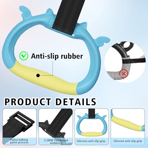 GDLPZM Gymnastics Rings, Home Gym Equipment, Adjustable Strap Strength Training Rings, Pulling Rings for Physical Training (Yellow Blue) - Image 3
