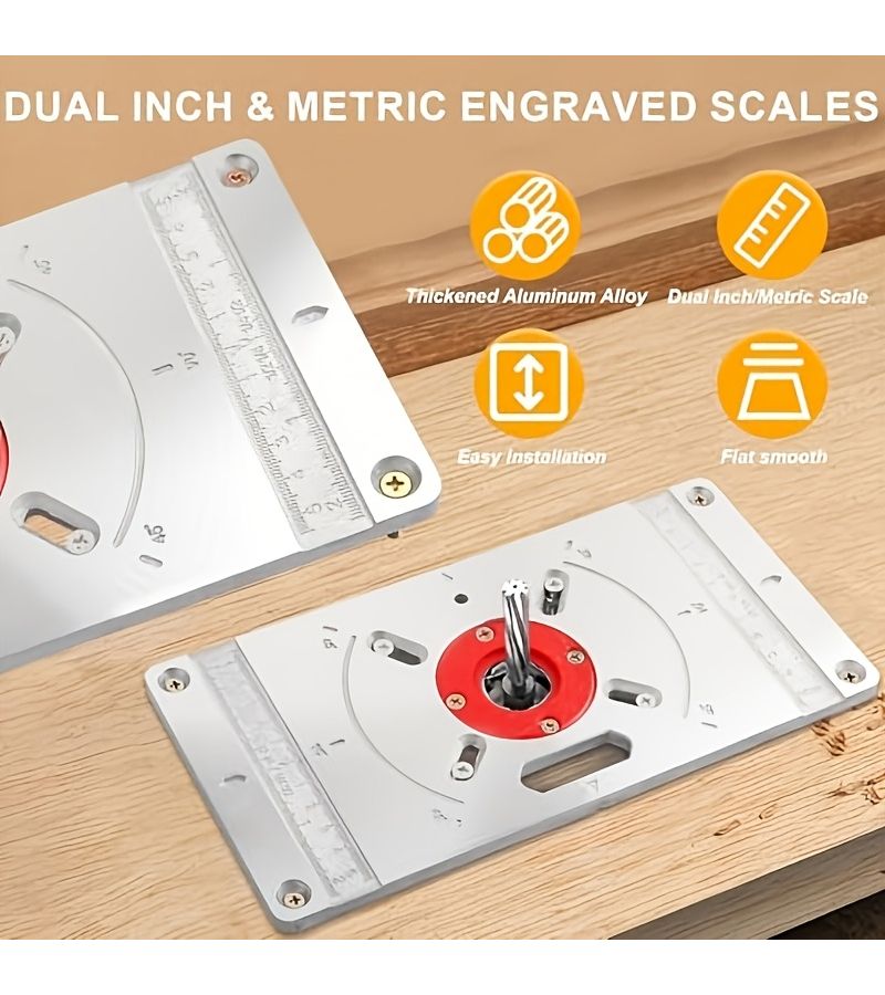 Milling Table Insert Plate Aluminum Alloy Wood Router Inverted Mounting with Rings and Table Saw - Image 4