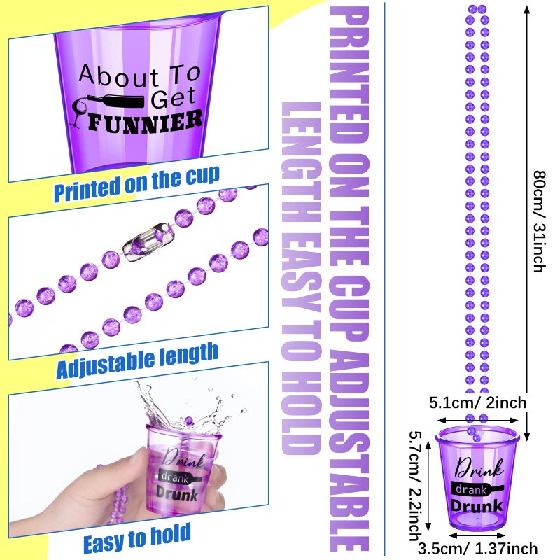 Trnayi 27 Pcs Shot Glass Necklaces Cups Bulk Plastic Shot Glass on Beaded Necklace Naughty for Adults and Teens Birthday Gifts Wedding Baseball Carnival Party Supplies - Image 2