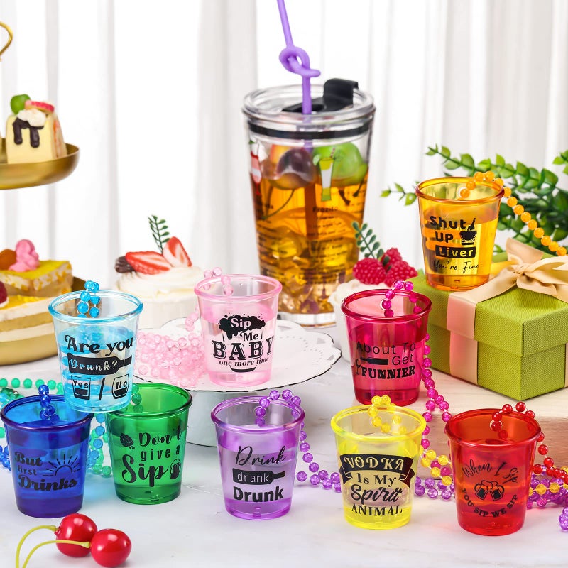 Trnayi 27 Pcs Shot Glass Necklaces Cups Bulk Plastic Shot Glass on Beaded Necklace Naughty for Adults and Teens Birthday Gifts Wedding Baseball Carnival Party Supplies - Image 5