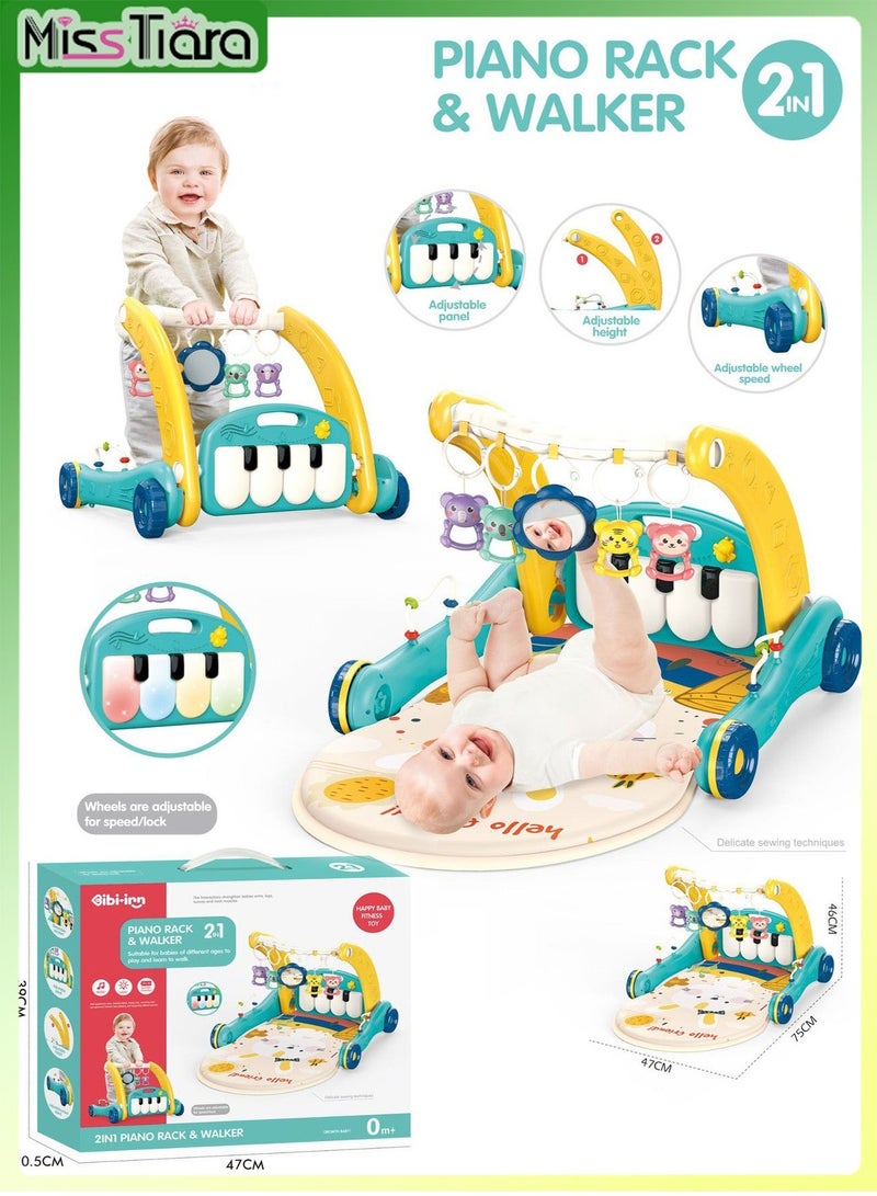 مس تيارا مشاية اللياقة البدنية للأطفال 2 في 1 بدواسة بيانو موسيقية قابلة للطي مع وسادة قلادة خشخيشة قابلة للإزالة - Image 1