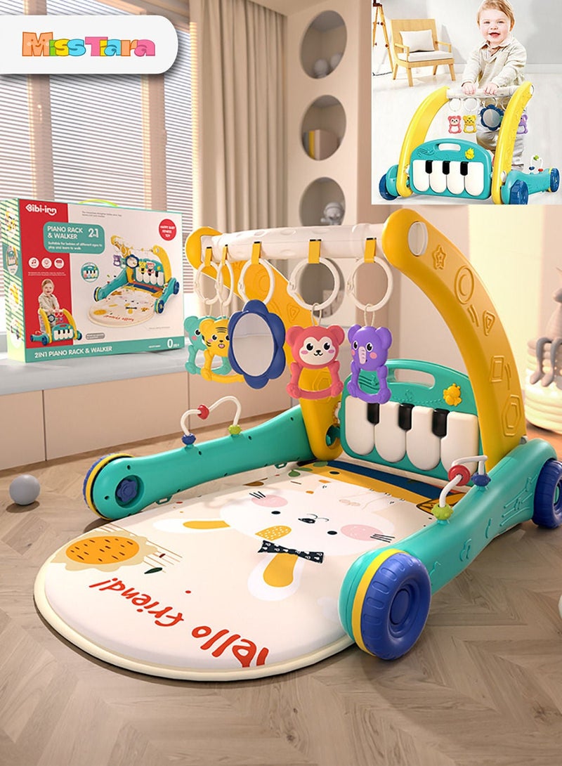 مس تيارا مشاية اللياقة البدنية للأطفال 2 في 1 بدواسة بيانو موسيقية قابلة للطي مع وسادة قلادة خشخيشة قابلة للإزالة - Image 2