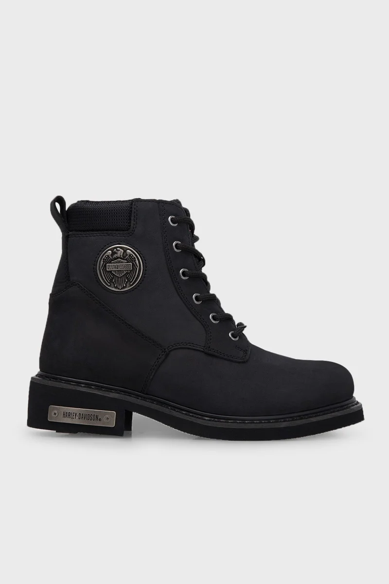 هارلي ديفيدسون Logo Zippered Leather Jim Boots Men's Boots 025M100128