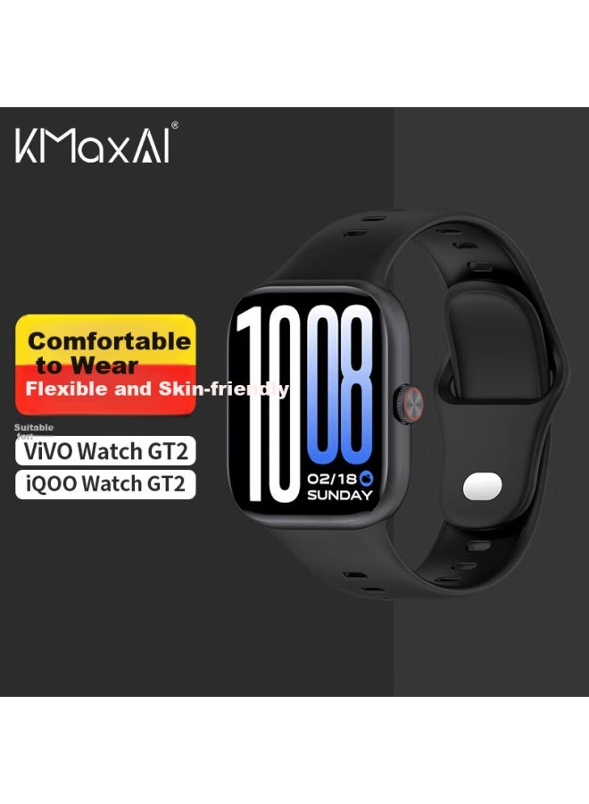 Kmaxai Silicone Strap For Vivo Watch Gt 2 Iqoo Gt 2 Dopamine Sports Watch Band Women's Colorful Fresh Replacement Black - Image 1