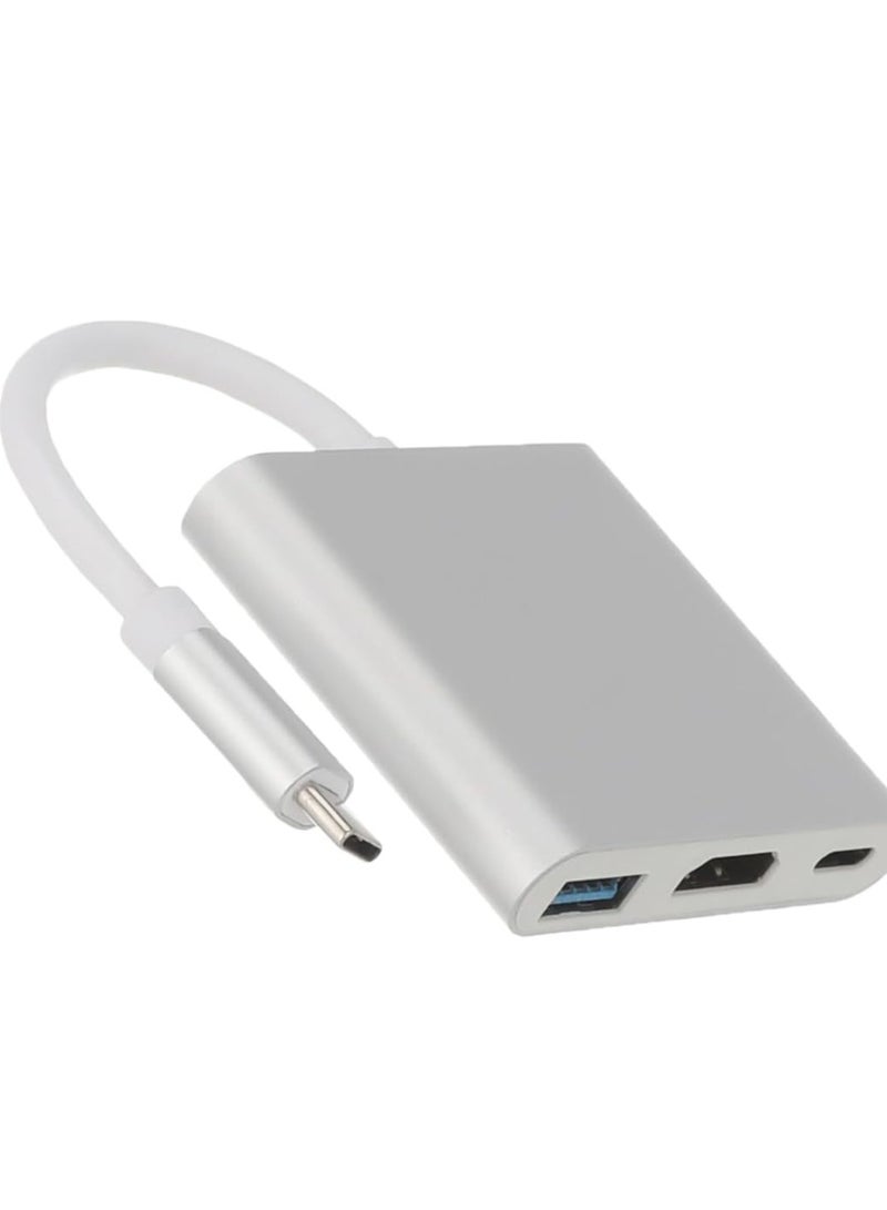 USB Type-C Multi-Port Adapter with 3.0 Port and Charging Port - Silver-273 - Image 1