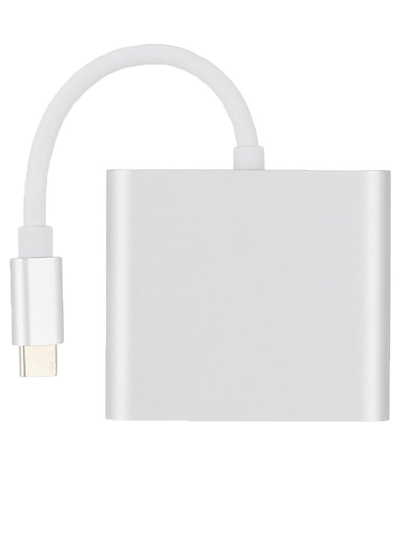 USB Type-C Multi-Port Adapter with 3.0 Port and Charging Port - Silver-273 - Image 2