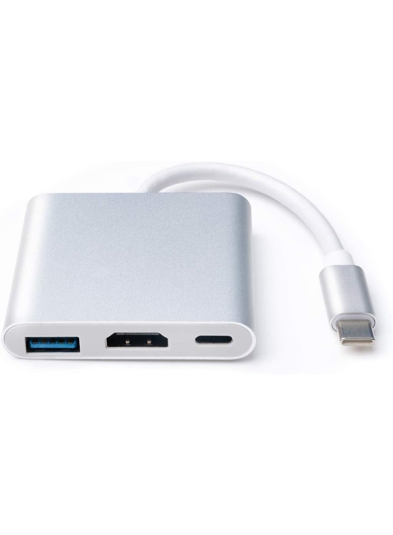 USB Type-C Multi-Port Adapter with 3.0 Port and Charging Port - Silver-273 - Image 3
