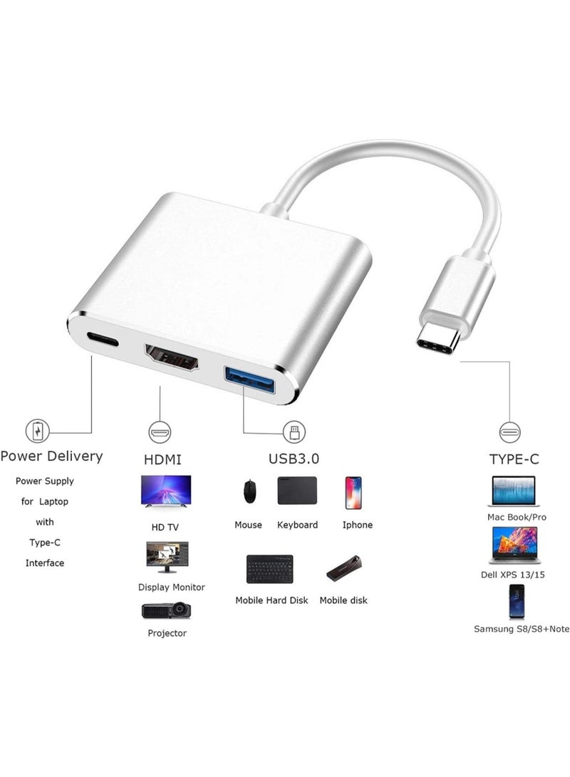 USB Type-C Multi-Port Adapter with 3.0 Port and Charging Port - Silver-273 - Image 4