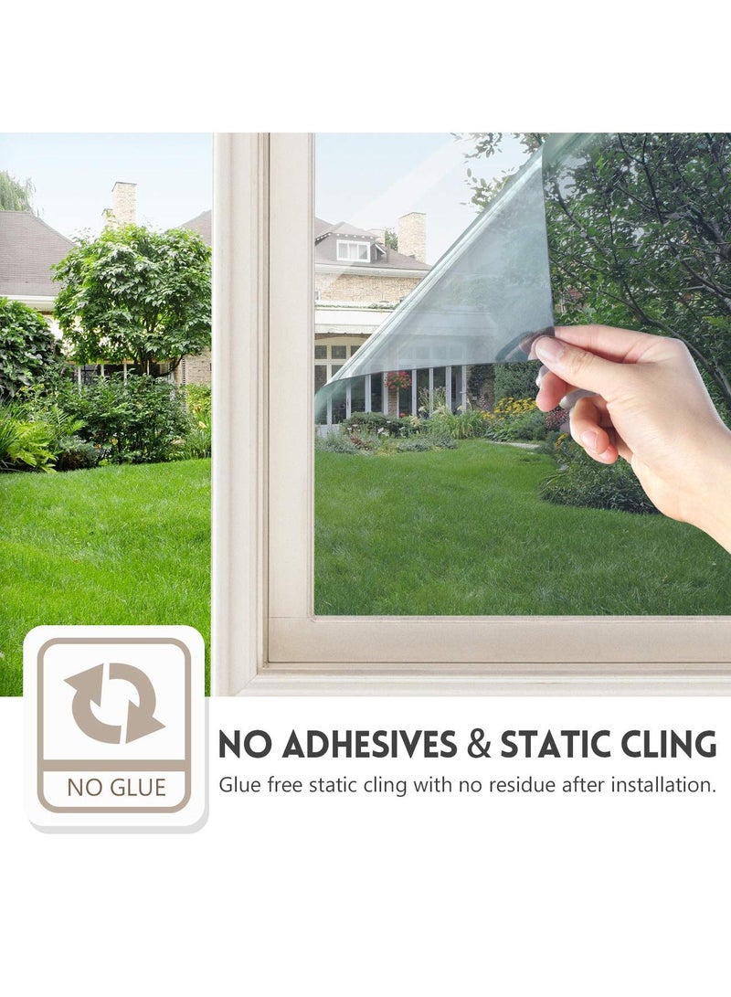 Sweet seven Green-Silver One-Way Daytime Privacy Window Film -  Blocking, Sun Reflective, Static Cling Tint for Home and Office - 23.6x39.4 inches  - Image 2