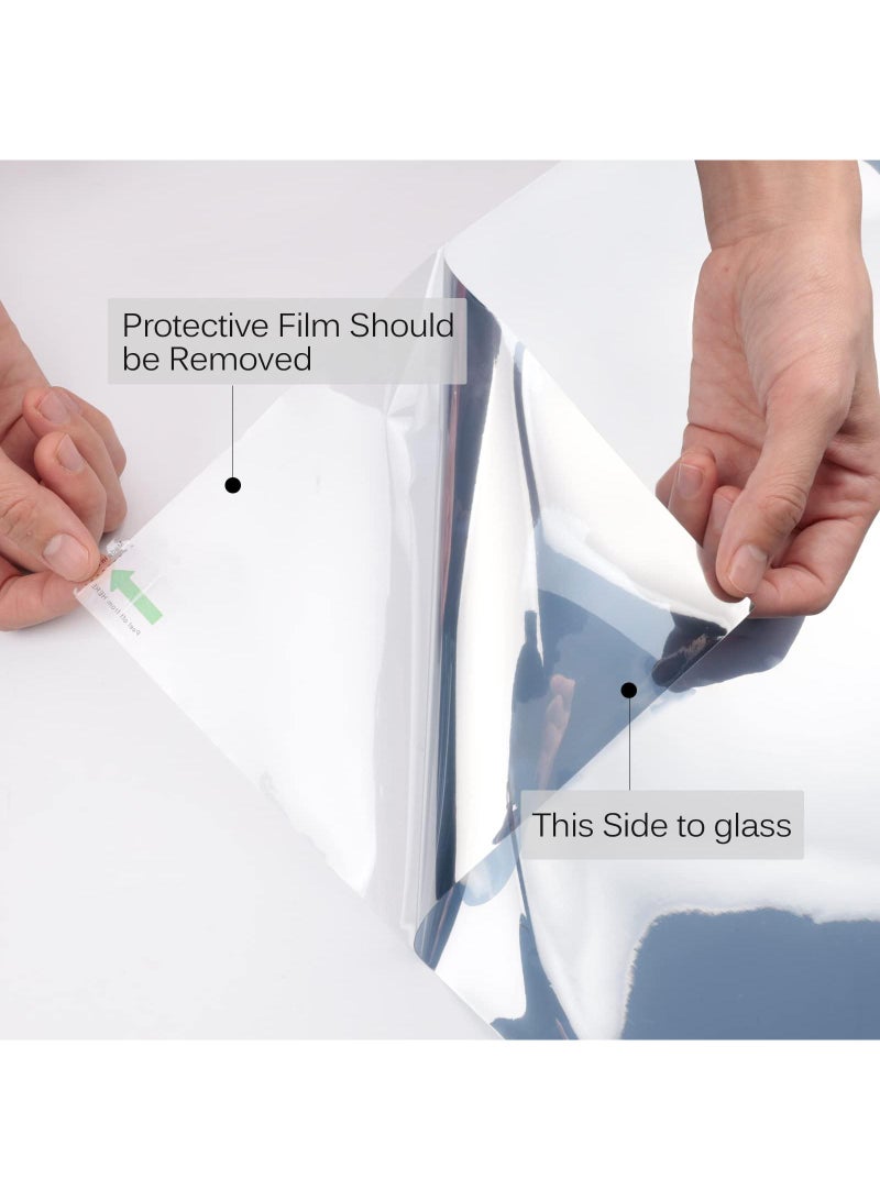Sweet seven Green-Silver One-Way Daytime Privacy Window Film -  Blocking, Sun Reflective, Static Cling Tint for Home and Office - 23.6x39.4 inches  - Image 5