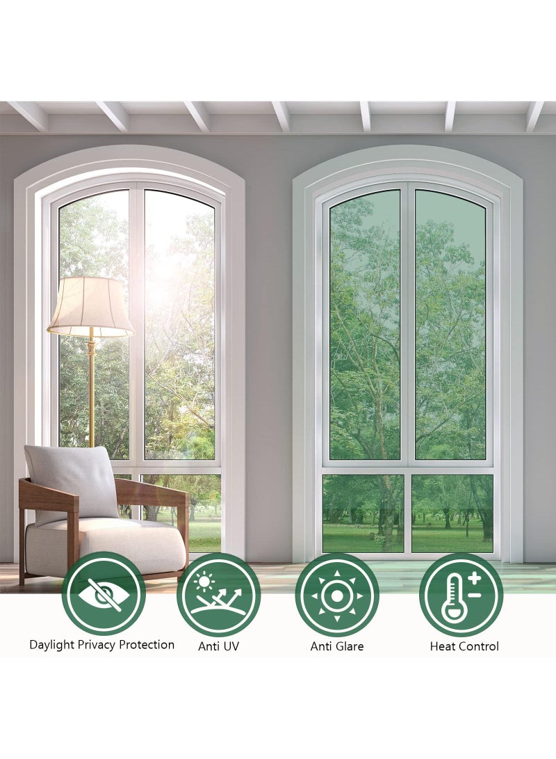 Sweet seven Green-Silver One-Way Daytime Privacy Window Film -  Blocking, Sun Reflective, Static Cling Tint for Home and Office - 23.6x39.4 inches  - Image 4