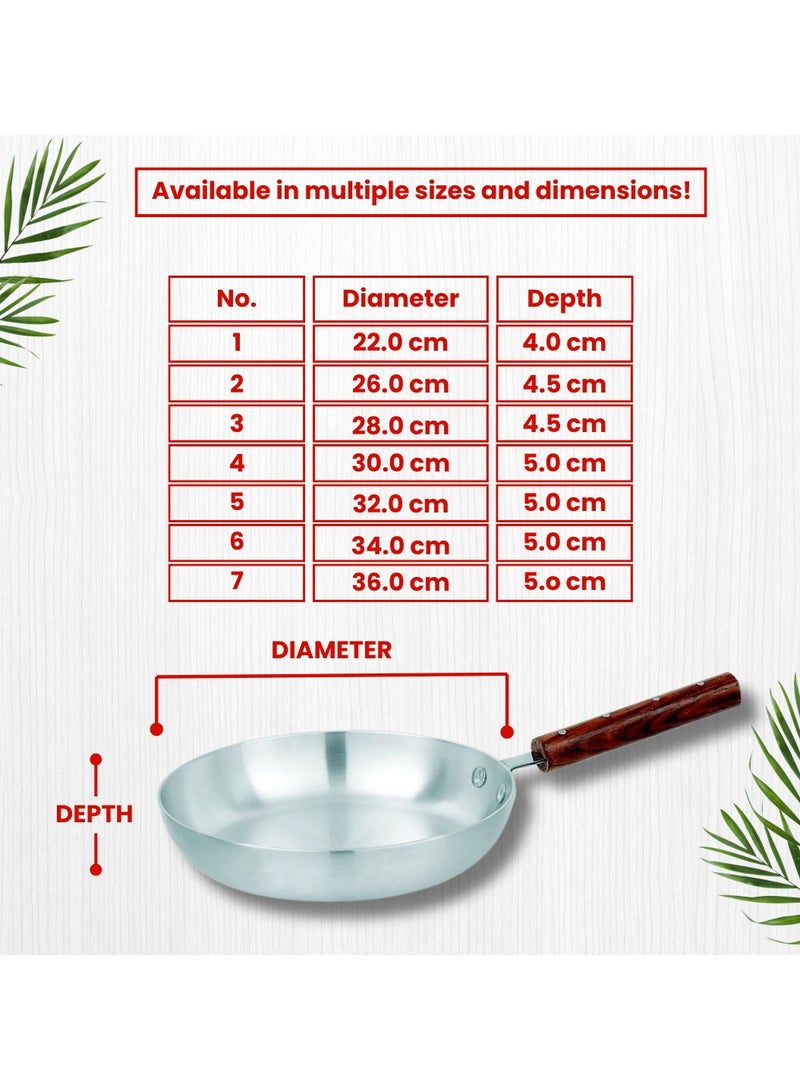 Sonex Traditional Frying Pan No.1 (22 cm), Cookware, Ergonominc Heat Resistant Wooden Handle, Frying Pan, Built to Last, Easy to Clean Dishwasher Safe,Metal Finish Aluminum, Silver - Image 4