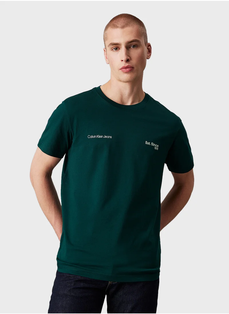 كالفن كلاين جينز Logo Print Crew Neck T-Shirt