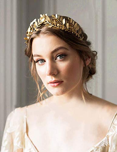 Chargances Handmade Bridal Wedding Crown Leaf Headband Women Leaf Tiara Headpiece Weeding Hair Accessories Leaf Headpiece Jewelry for Women and Girls(Silver) - Image 2